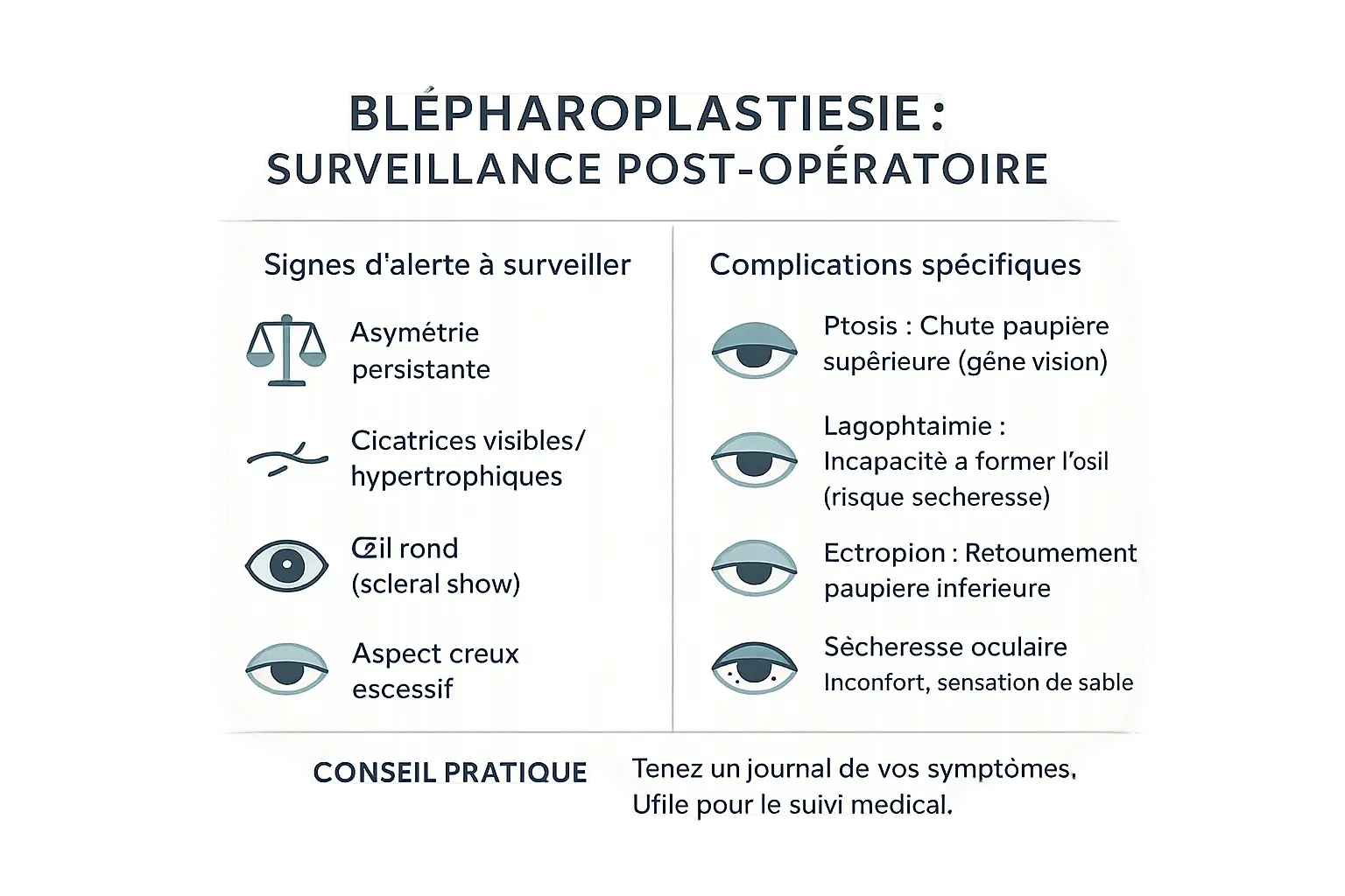 Illustration de suivi post-opératoire d'une blépharoplastie
