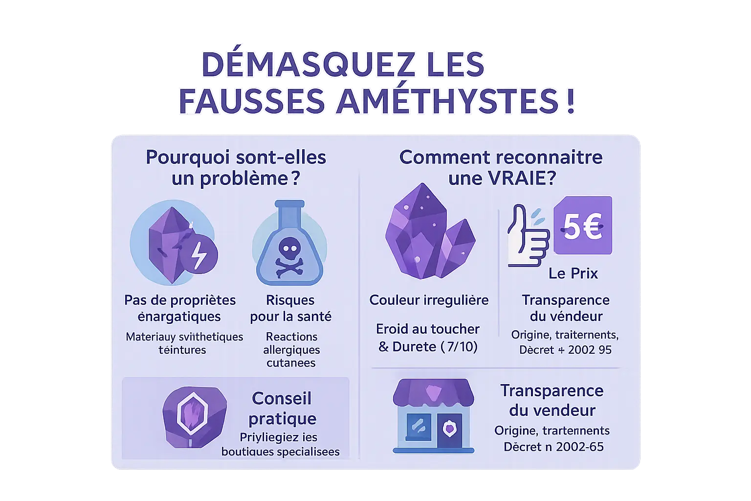 Améthyste danger : risques réels et comment s'en prémunir 8 Comment reconnaître une vraie améthyste
