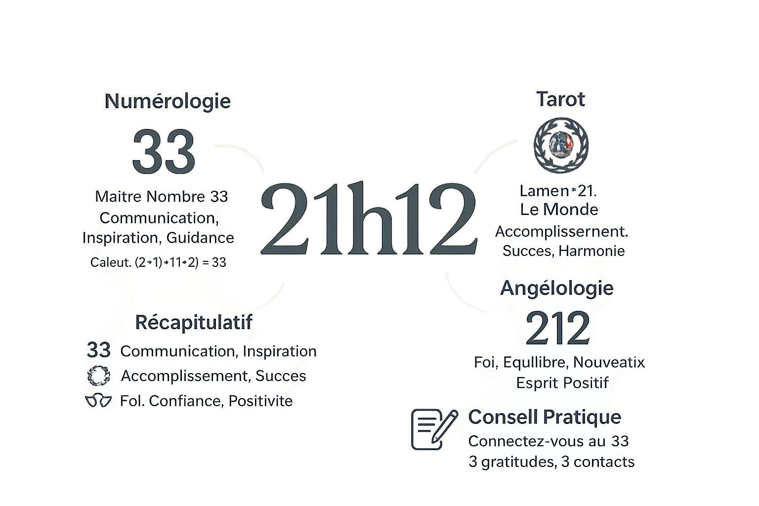 Illustration d'une horloge entourée d'éléments ésotériques
