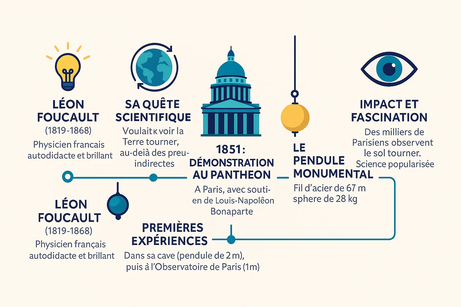 Représentation visuelle du pendule de Foucault au Panthéon de Paris