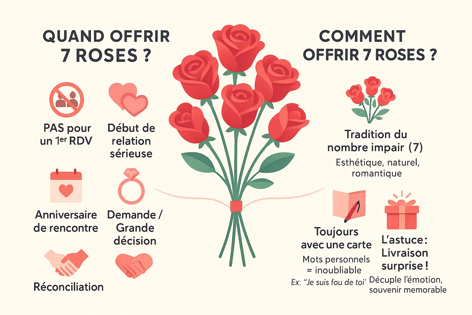 Bouquet de 7 roses rouges