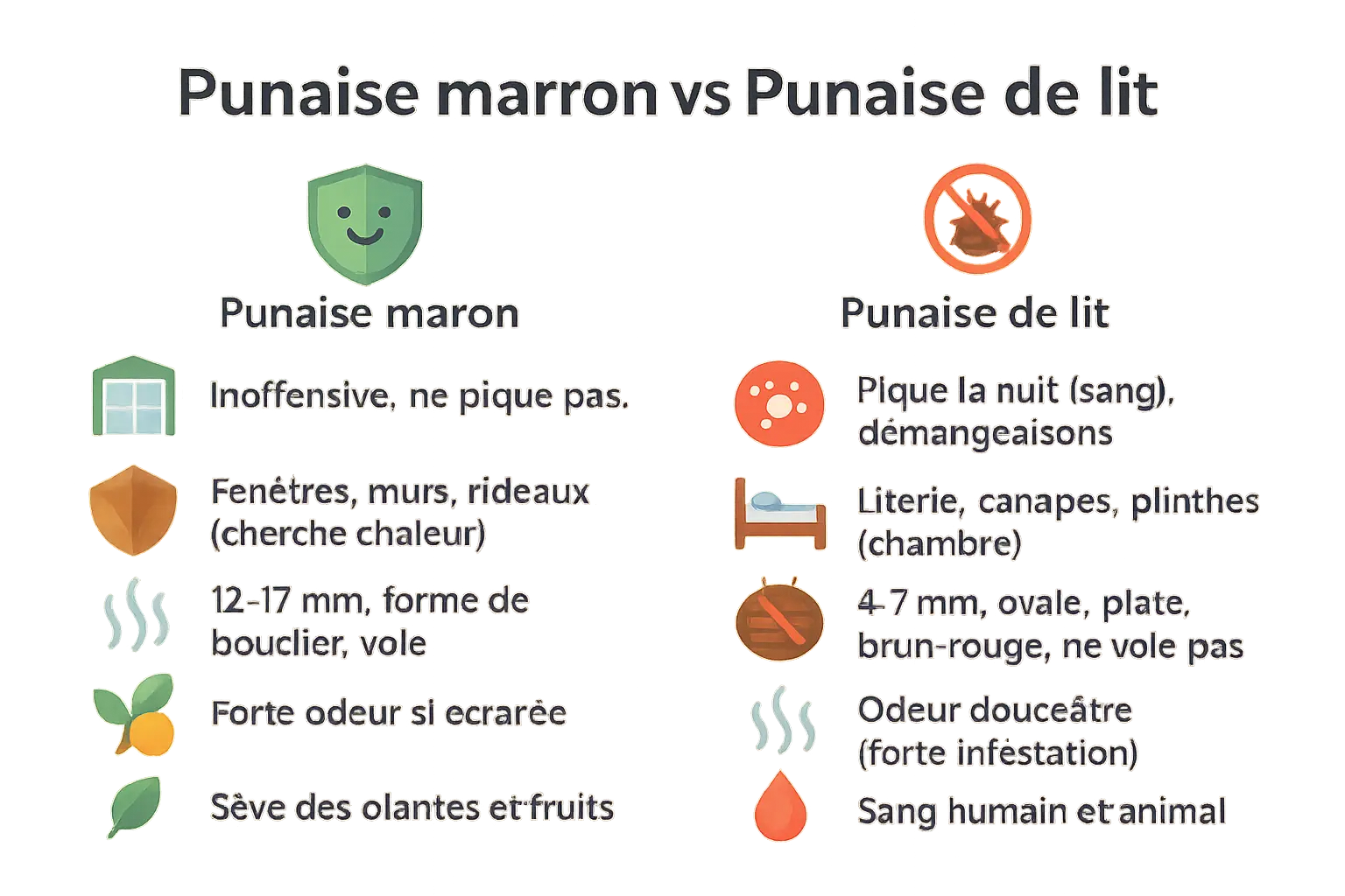 Punaise marron chez vous ? DĂ©couvrez son message đ”ïžââïž 9 Comparaison visuelle entre la punaise marron et la punaise de lit