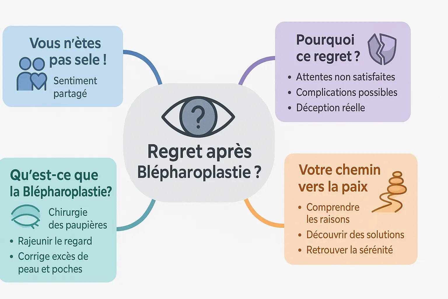 Illustration d'une personne se regardant dans un miroir après une blépharoplastie