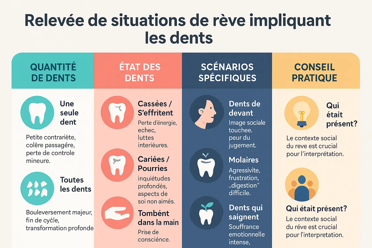 Rêver de perdre une dent : analyse symbolisme psychologique 6 Illustration des rêves de dents avec des dents flottant dans un paysage onirique