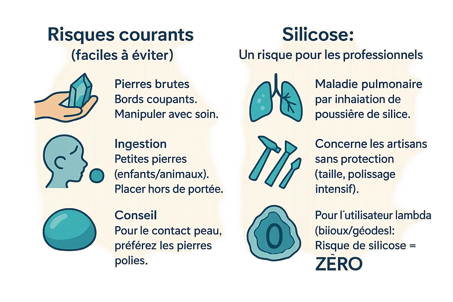 Améthyste danger : risques réels et comment s'en prémunir 9 risques des pierres prevention et silicose