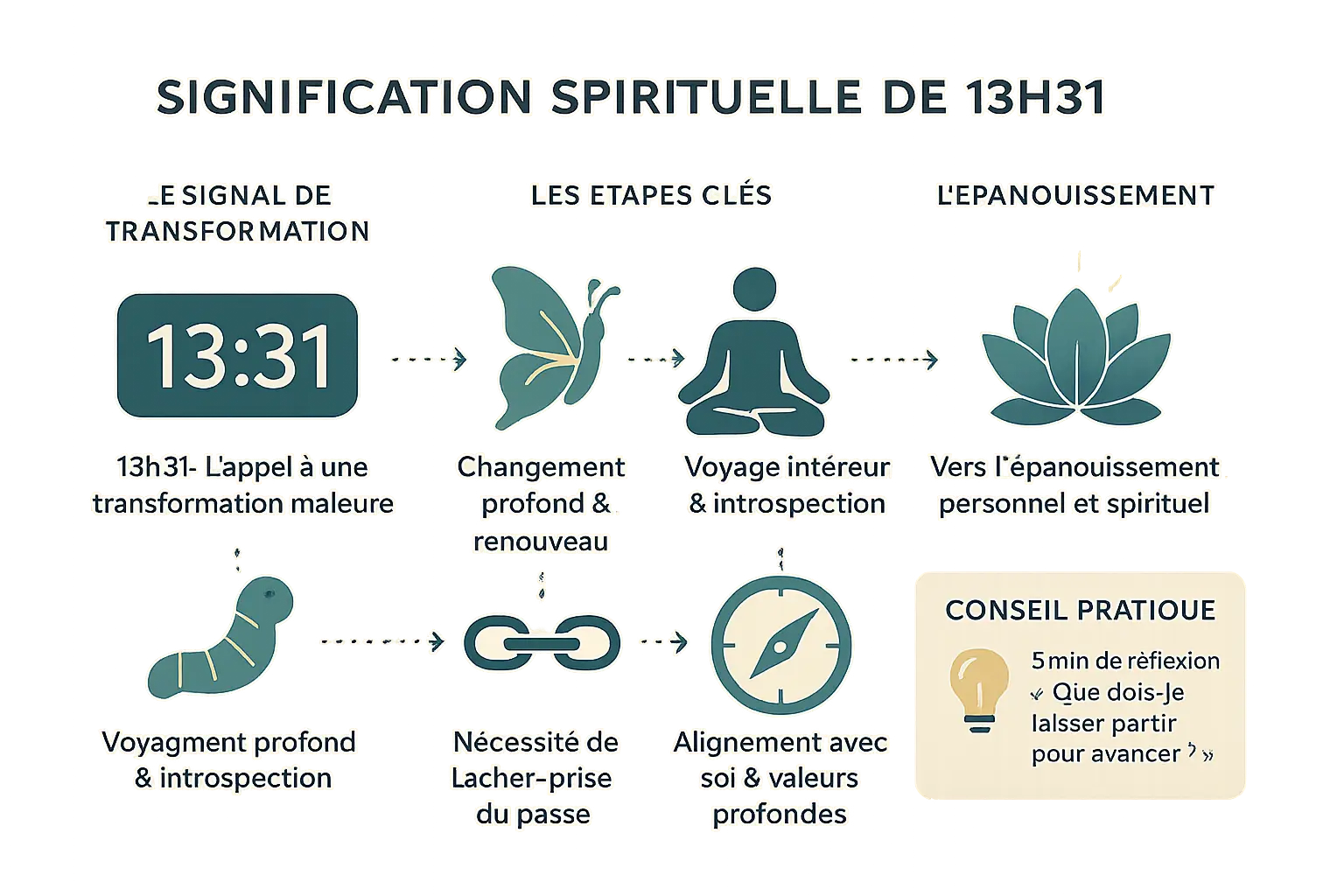 13h31 signification : miroir inversée et transformation 8 Symbole de l'heure 13h31