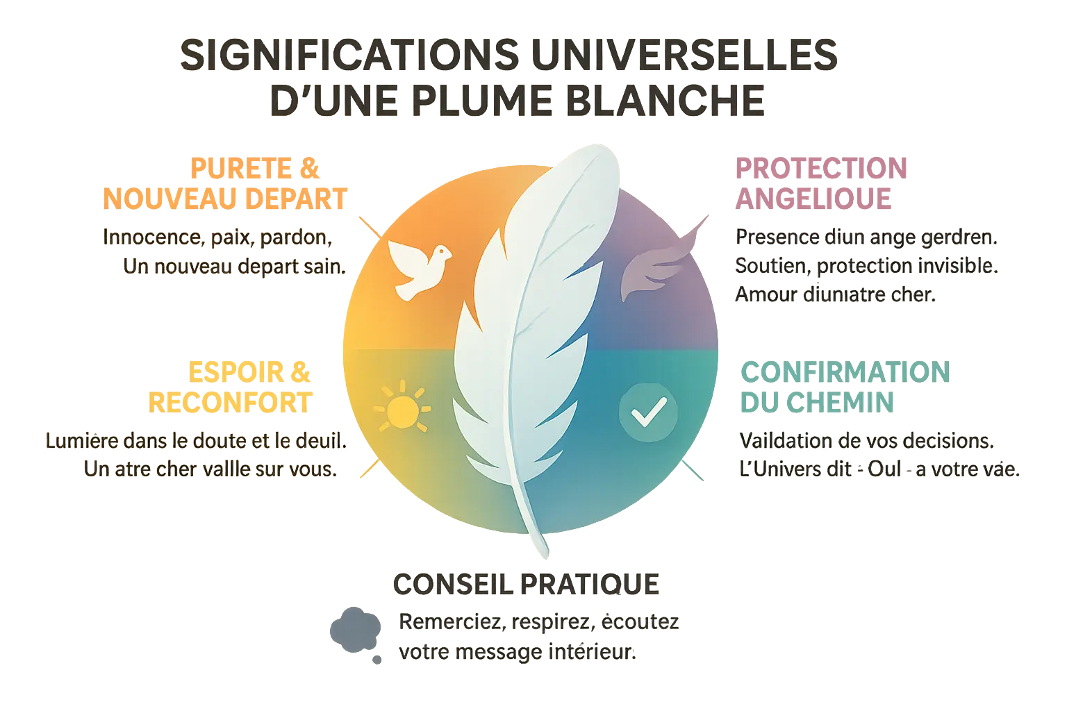 Plume blanche isolée sur fond clair