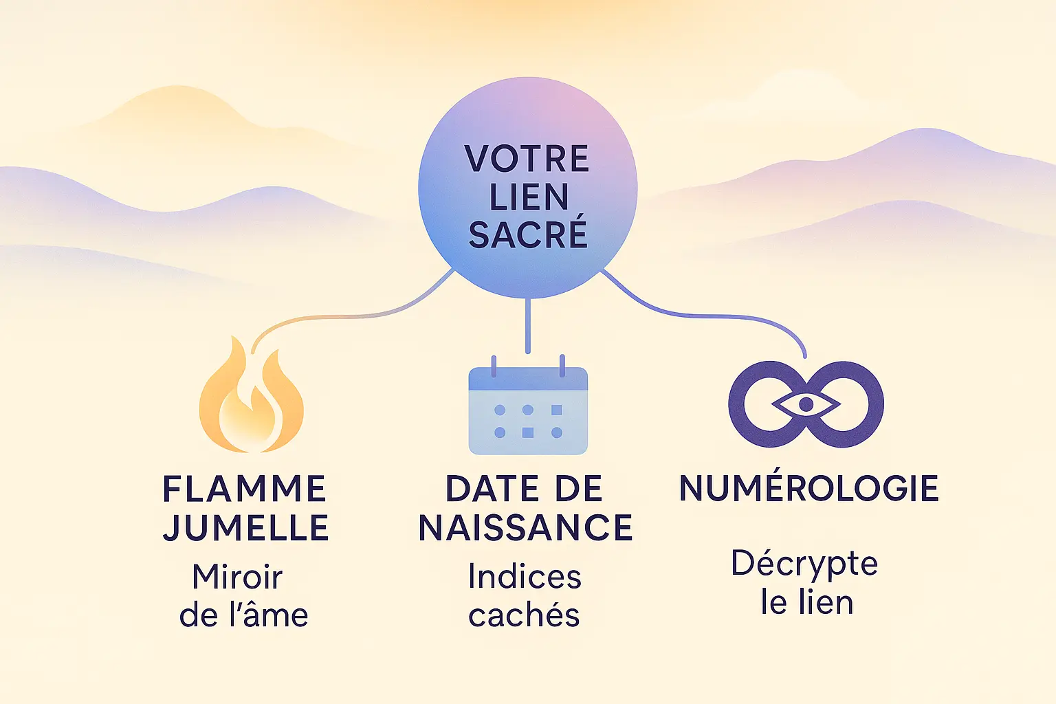 Illustration d'une flamme jumelle avec des dates et des chiffres en arrière-plan
